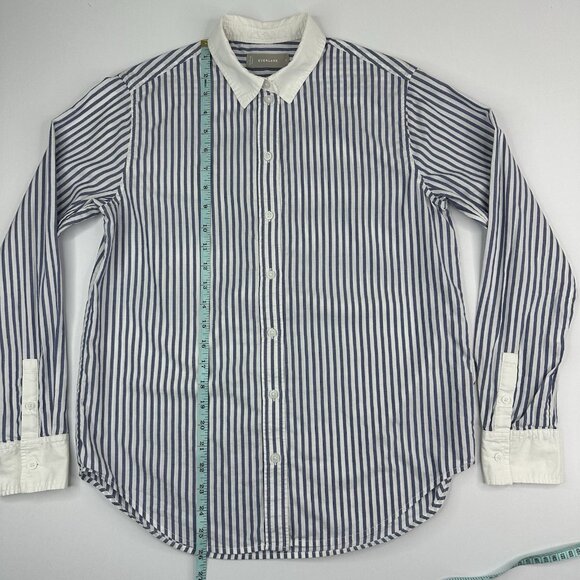 Everlane Women’s Mariner Blue Must-Have Cotton Silky Button Front Shirt 0/C39‎ - Picture 10 of 13